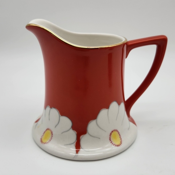 Anthropologie Grace White Daisy Cream Pitcher & Sugar Bowl  Gold Trim. - Picture 6 of 10